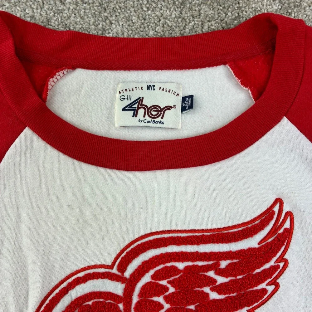 Detroit Red Wings Sweatshirt Womens L G-III 4Her NHL Fleece Chenille Logo Raglan